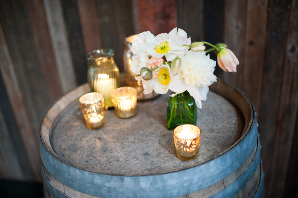 Flowers on wine barrel