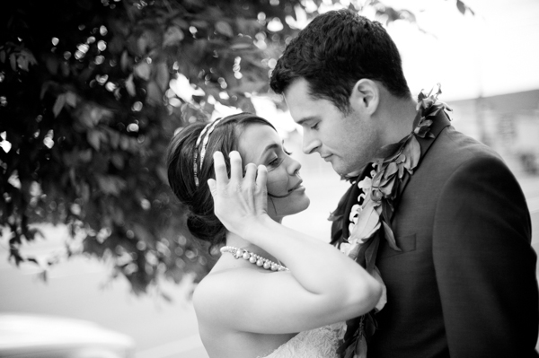 Bride & groom in black & white