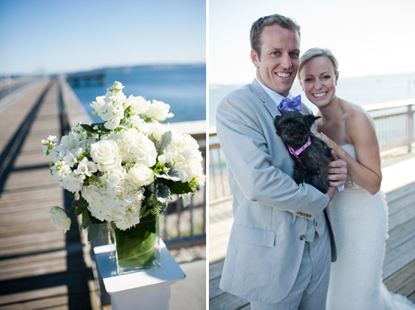 Bride and Groom with Cute Dog