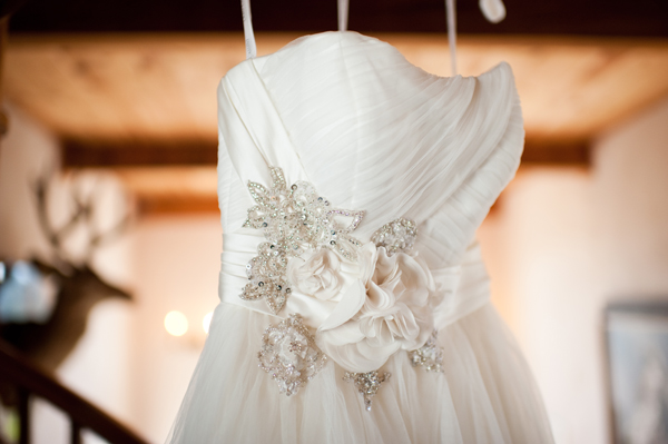 Wedding dress with floral detail by Sea Studio